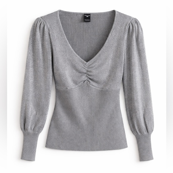 Windsor Tops - SOLD 
Windsor Shimmering Silver Ruched Blouse